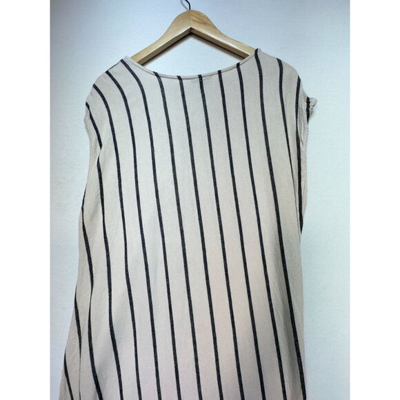 For Cynthia Womens Asymmetrical Shift Dress XL Ivory Stripe Sleeveless Y2K Retro - Picture 11 of 13